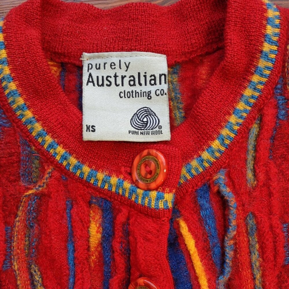 Vintage Purely Australian Clothing Co Cardigan Sweater 3D Geo Multicolor Size XS - Picture 7 of 9